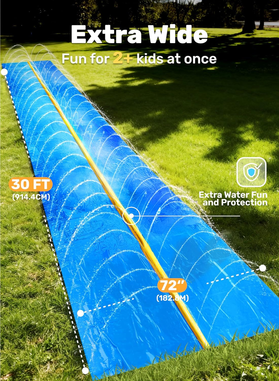 Sloosh riesige Wasserrutsche, 914cm x 183cm Rasen Wasserrutsche mit eingebautem Sprinkler und 2 Slip