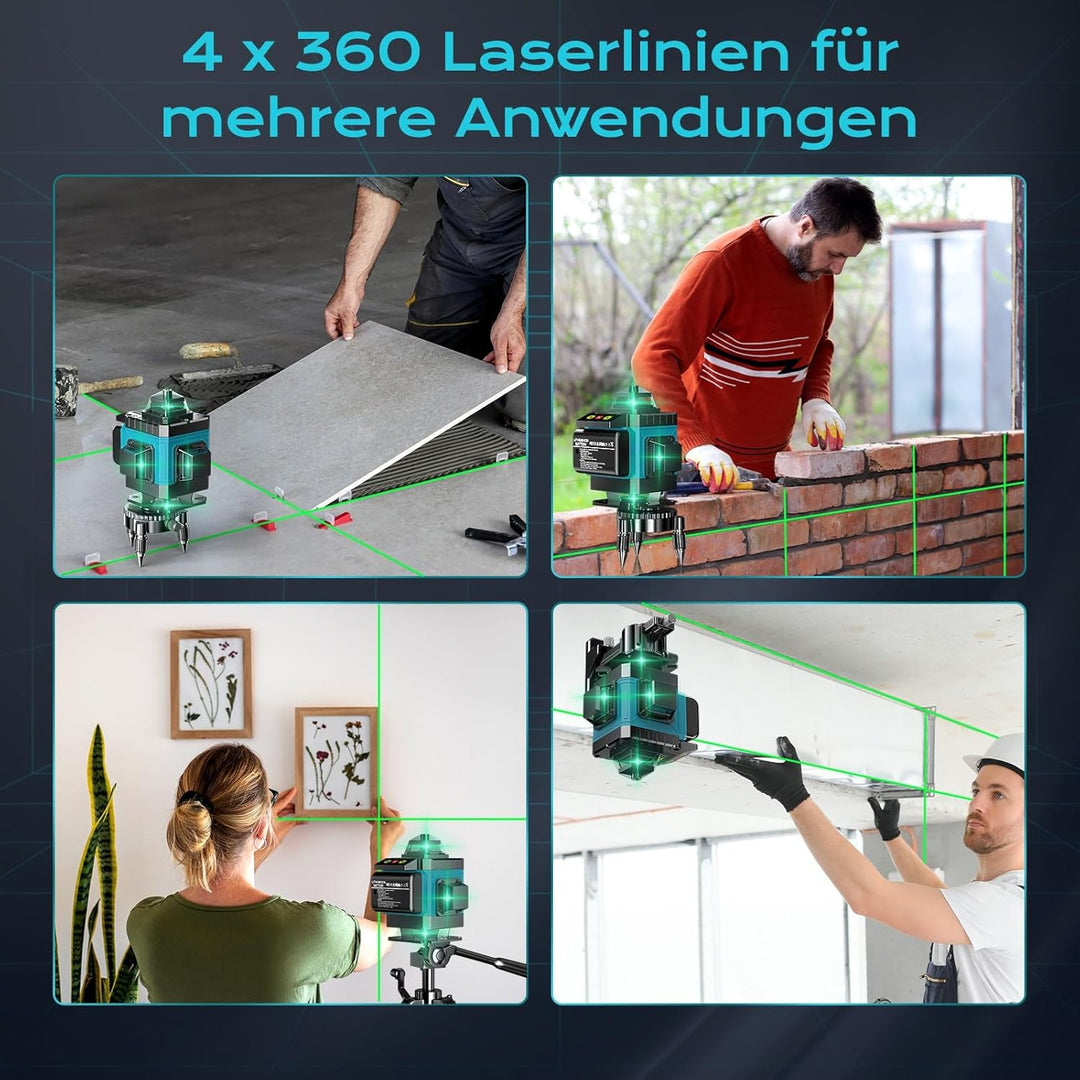 Kreuzlinienlaser Blau 16 Linien Nivellierlaser, 4 x 360 ° Laser wasserwaage, linienlaser kreuzlaser