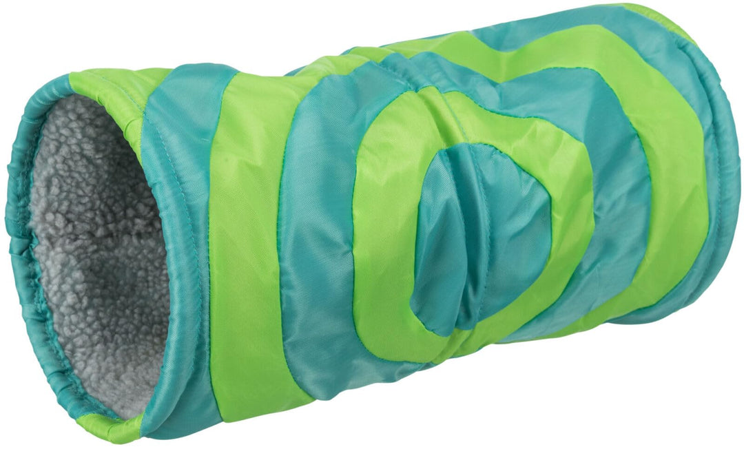 Trixie 6284 Kuscheltunnel für Kleintiere, ø 15 × 35 cm, grau/grün Grün, Grau 15x35 cm (1er Pack), tü