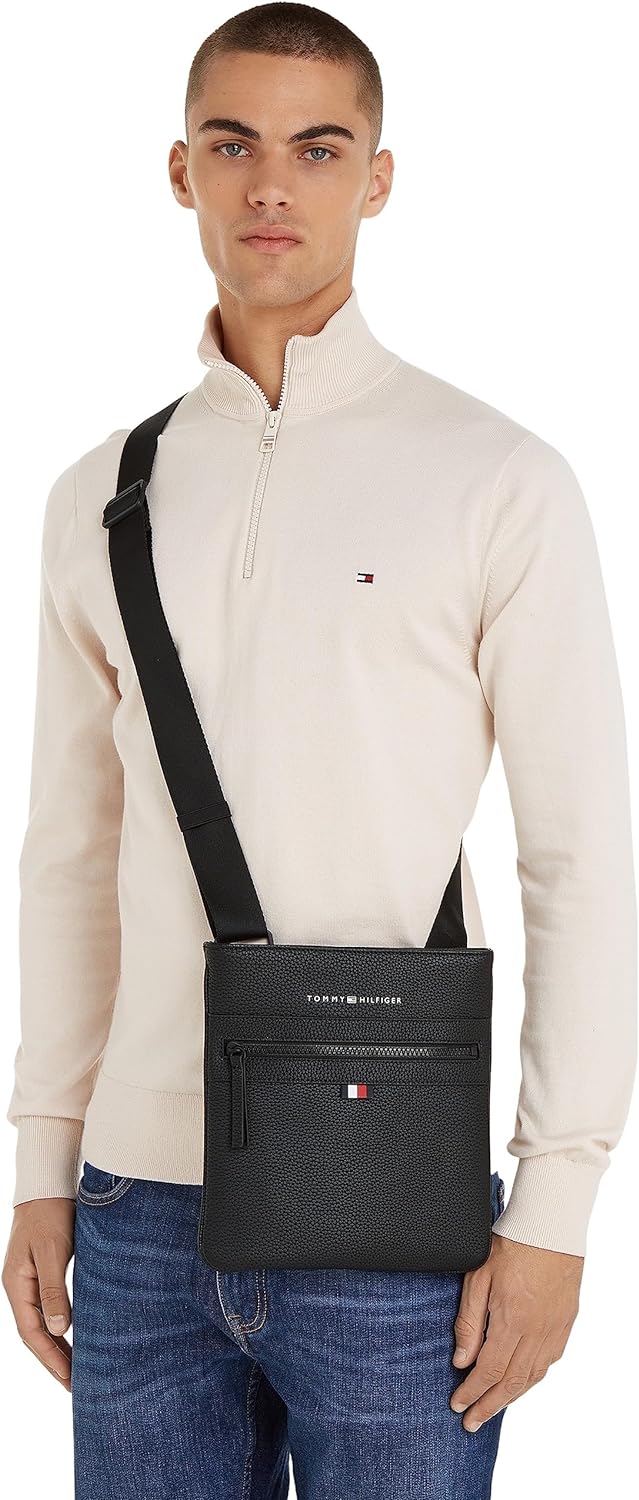 Tommy Hilfiger Herren Umhängetasche Essential PU Crossover Klein, Schwarz (Black), Einheitsgrösse