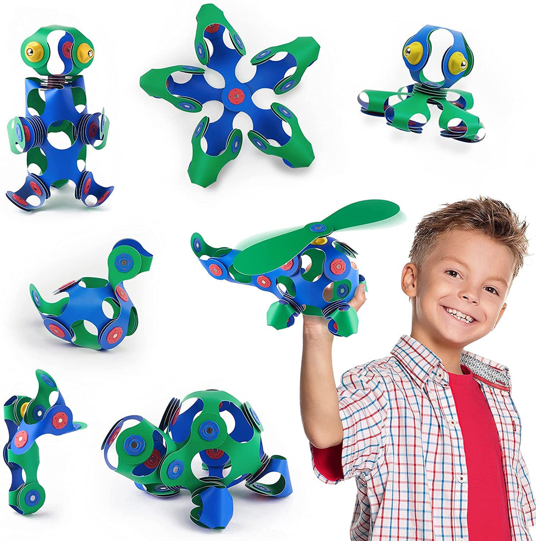 Clixo Crew Pädagogisches Spielzeug für Kinder ab 4 Jahren, Spielzeug Set mit magnetischen Bausteinen