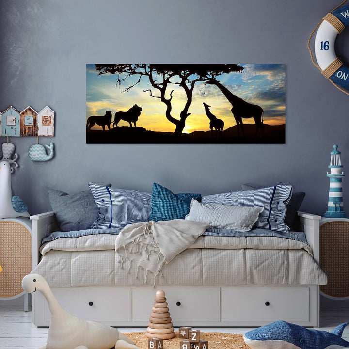 wandmotiv24 Leinwandbild Afrikanische Schatten 100x40cm (BxH) Bilder auf Leinwand, Dekoration Wohnun