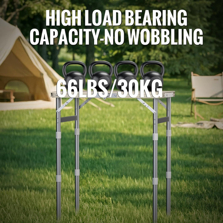 GARLLEN Campingtisch klappbar Klapptisch, 58x40cm & 3 Höhenverstellbar(26/48/70cm) ABS Wasserdichter