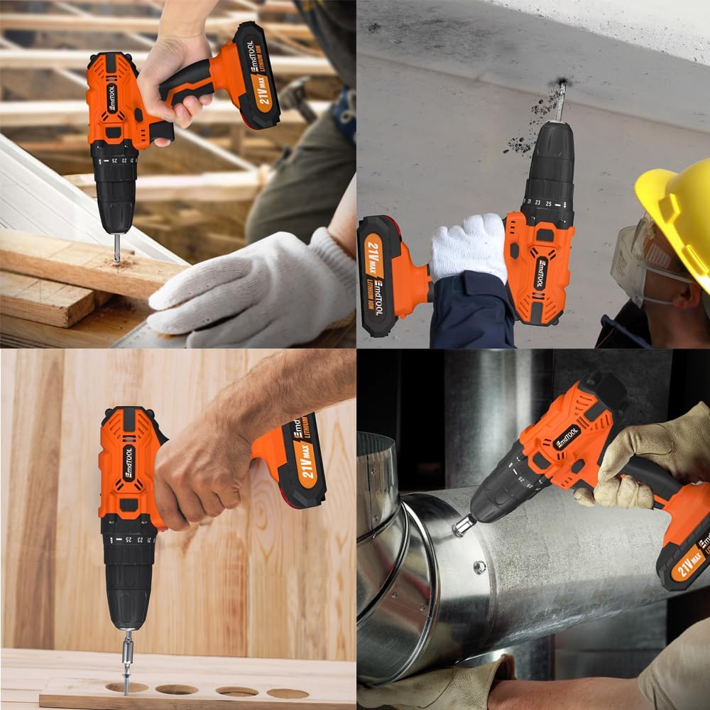 Akkuschrauber Akku-Bohrmaschine Akku Bohrschrauber Akku-Schlagbohrschrauber mit 2 Akkus, 45Nm Drehmo