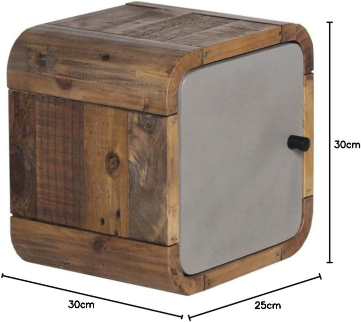 Woodkings® Badregal Dingle 30x30 Holz Pinie Natur rustikal und MDF in Betonoptik grau Badregal Regal