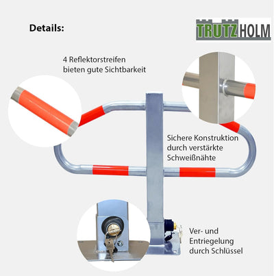 Parkplatzsperre Parkplatzbügel Sperrbügel Parkplatzblockierer Parkbügel Poller klappbar, Schloss obe