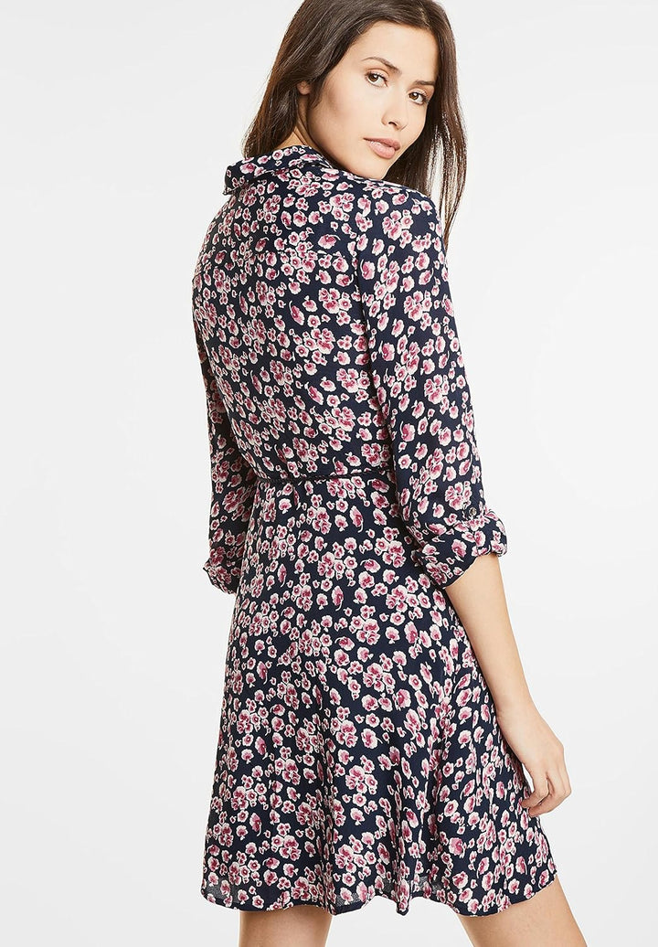 Street One Damen Kleid mit Blumen Muster Farbe: Dunkelblau/Pink/Rosa/Weiss Gr. 38 Kleid mit Langen A