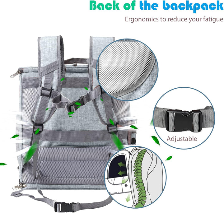 PETCUTE Hunderucksack,Faltbarer Katzenrucksack für Katzen und Hunde mit Abnehmbare Matte,Atmungsakti