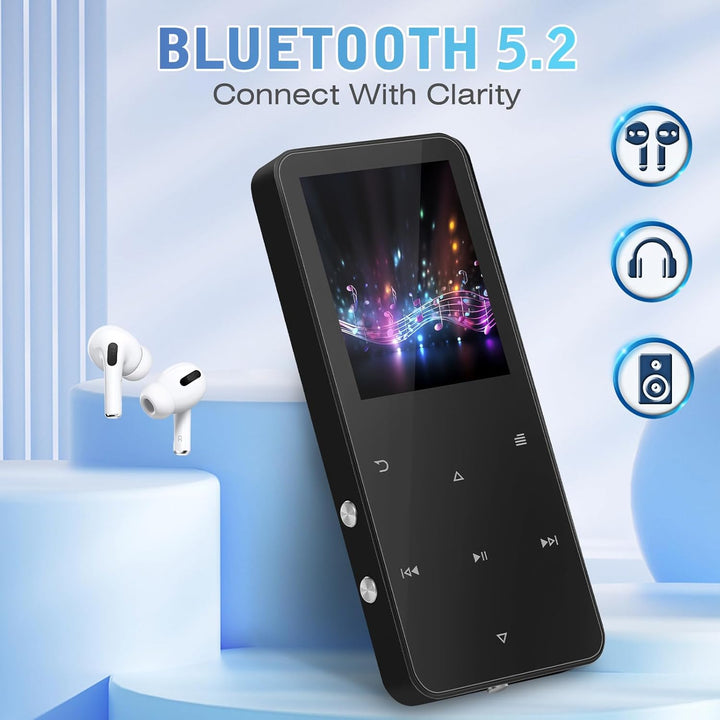 MP3 Player 32GB, MP3-MP4-Player mit Bluetooth 5.2, M15 Musik-Player mit Lautsprecher, FM-Radio, Vide