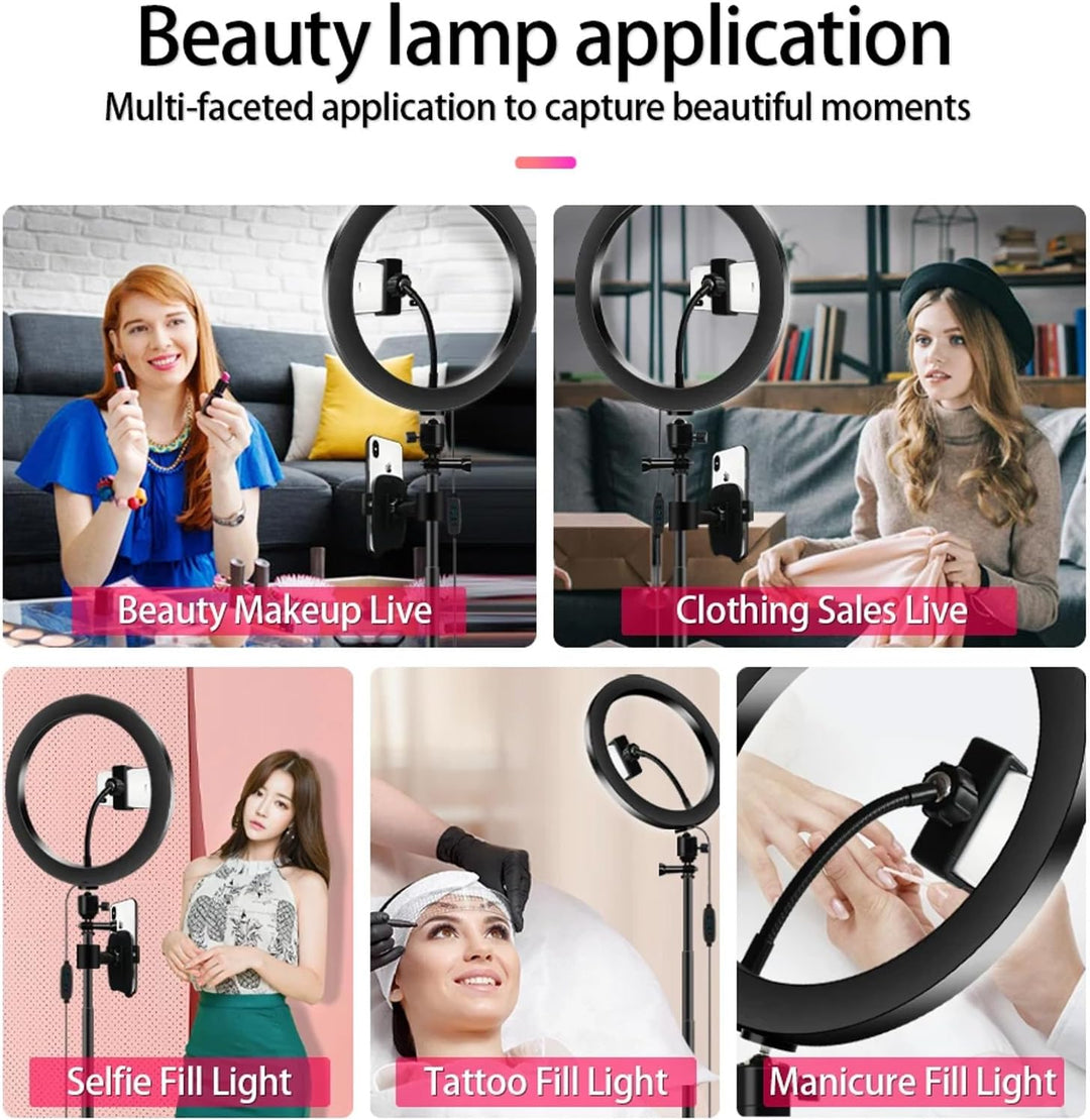 Fyearfly LED Ringlicht USB, 13 Zoll, Weiss, Einstellbare Helligkeit, Selfie Ringlicht mit Telefonhal