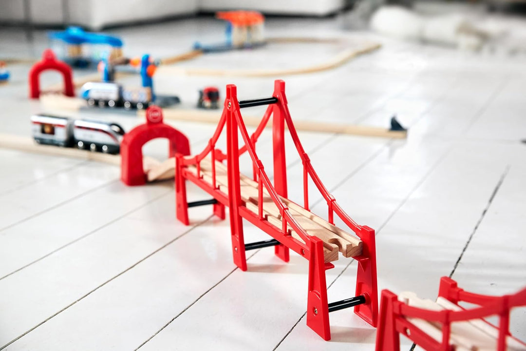 BRIO World 33683 Hängebrücke - Eisenbahnzubehör Holzeisenbahn - Kleinkinderspielzeug empfohlen für K