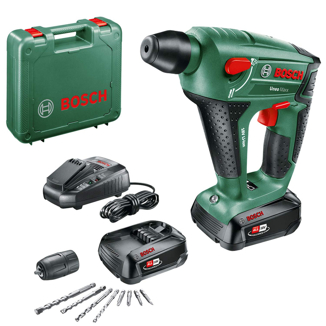 Bosch Home and Garden Akku Bohrhammer UneoMaxx (2 Akku, 18 Volt System, max. Bohrdurchmesser in Beto