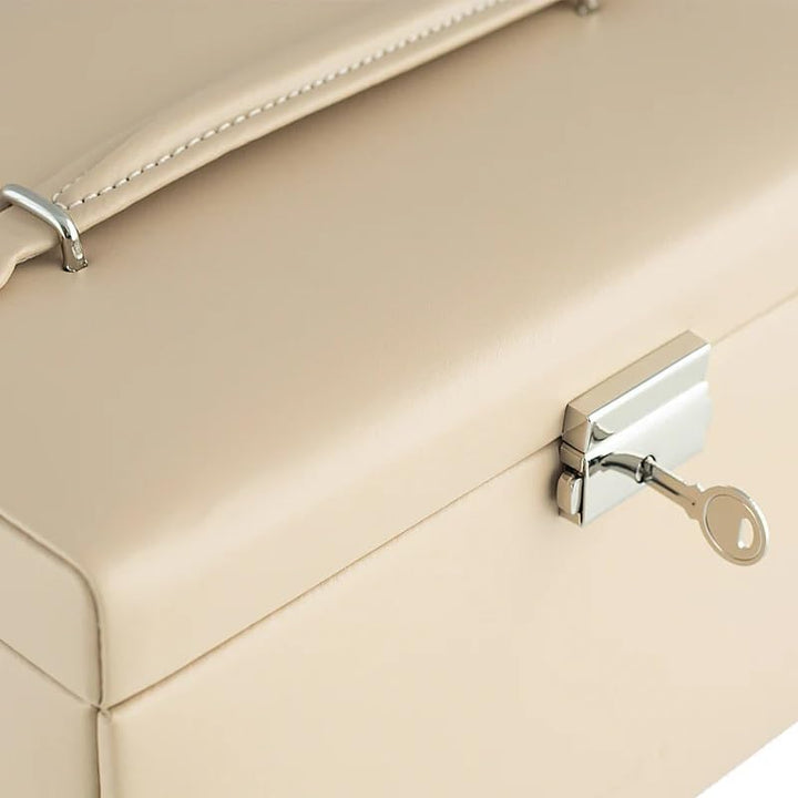 Friedrich23 Cordoba Schmuckkoffer Beige – Leder 24x15,5x15 cm, Schmuckbox für Ringe, Ketten, Ohrring