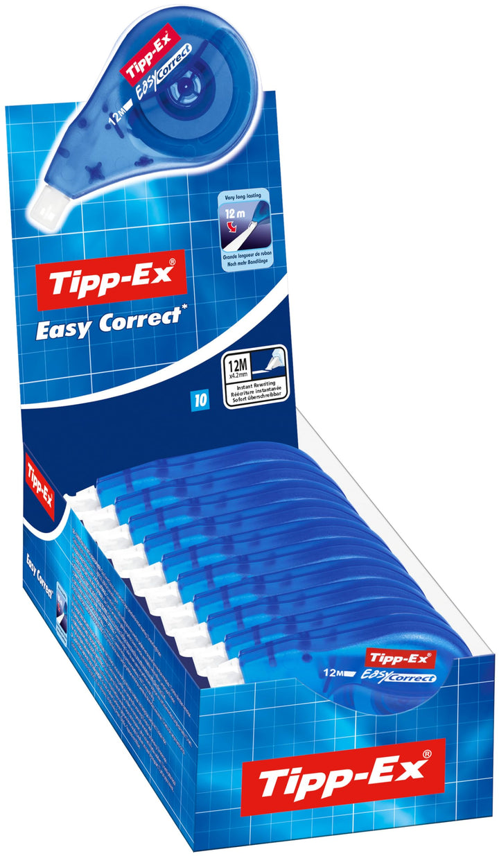 Tipp-Ex Korrekturroller Easy Correct zum seitlichen Korrigieren, 12m x 4.2mm, 10er Pack, Ideal für d
