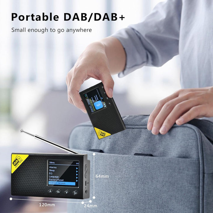 Hikity Dab/Dab+/FM/AUX-Radio, tragbar, wiederaufladbar, Bluetooth-Radio, Dab Plus, Radiowecker, Dopp
