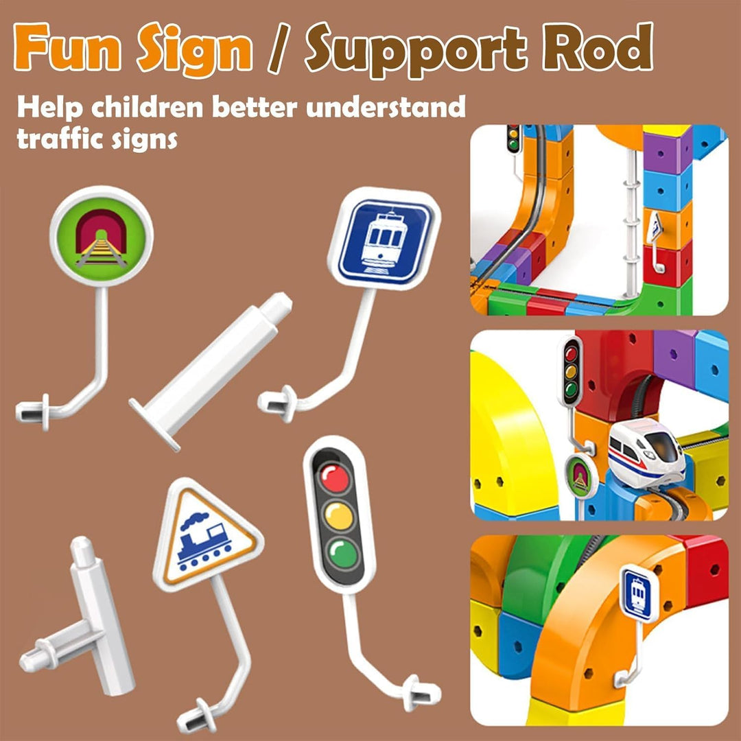 81 stück Clickrail Electric Train Set Flexible Rennstrecke, DIY Cube Track Block Zug mit Schwerkraft