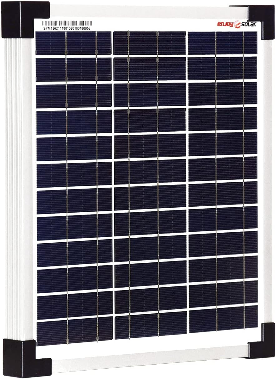 enjoy solar Poly 10W 12V Polykristallines Solarpanel Solarmodul Photovoltaikmodul ideal für Wohnmobi