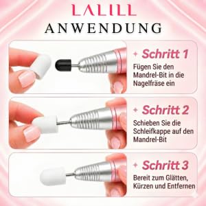 LALILL Schleifkappen LUX 50 Stück – weisse Fräskappen für Nagelfräser – Maniküre, Pediküre & Podolog