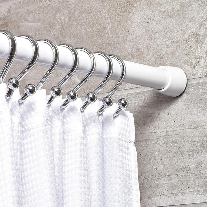 iDesign 78572 Duschvorhangstange, mittellange Teleskopstange aus Edelstahl, ausziehbare Duschvorhang