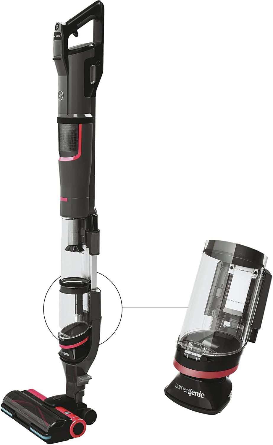 HOOVER HFX Akku Staubsauger mit LED-Licht, bis 120 m² saugen I Staubsauger kabellos mit CORNER GENIE