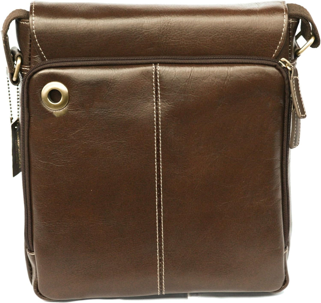 Unisex Umhängetasche mit Tabletfach - Weiches Leder - Braun, Braun
