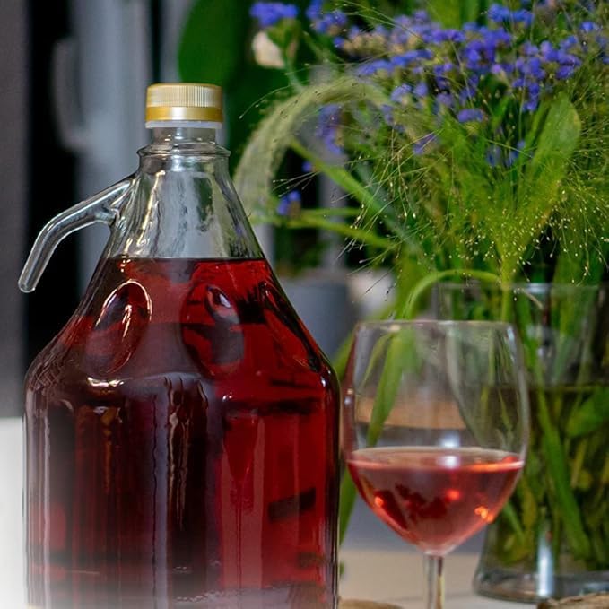 made in home 5L Glasballon Gärbehelter Gärballon Weinballon Glasflasche Flasche Korb/Schraubverschlu