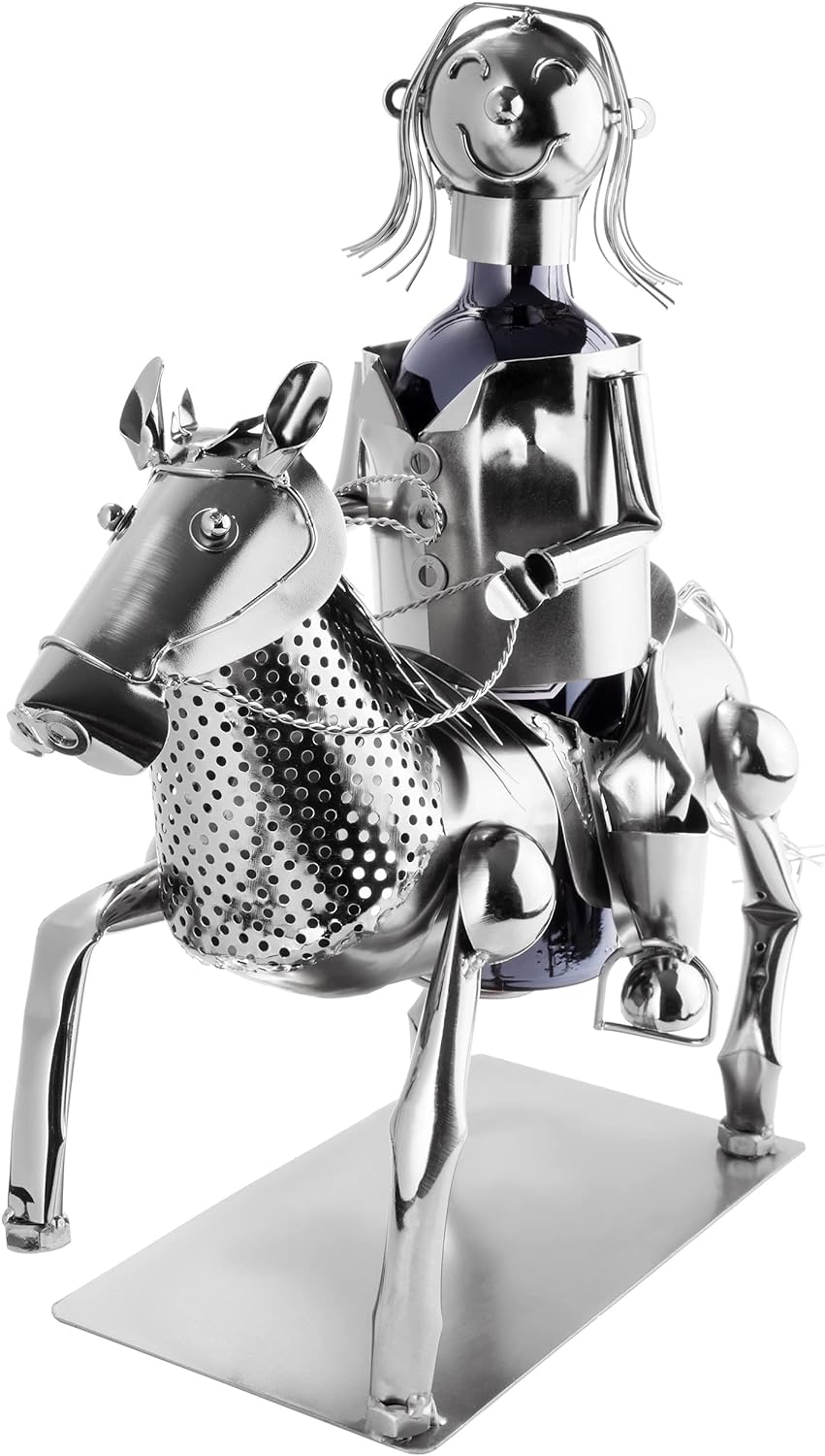 Brubaker Weinflaschenhalter Reiterin - Metall Skulptur Flaschenständer - 43 cm Metallfigur Wein Gesc