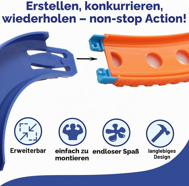 6stk Biegen Bahn Zubehör für Hot Wheels, 90 Grad Gebogene Bahn Track Builder ABS Rennstrecken Kompon