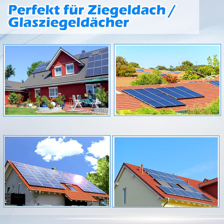 Warmfay Solar Halterung Ziegeldach Set für 2 Module, Upgrade 300MM Aluprofil und Photovoltaik Dachha