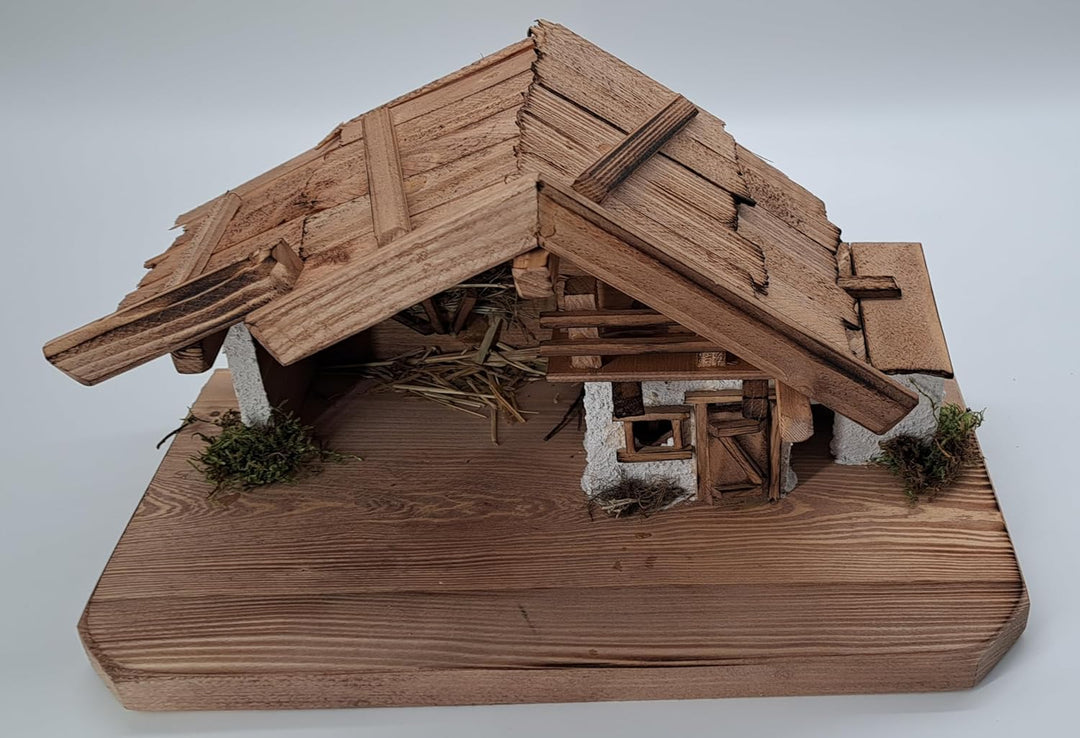 Weihnachtskrippe- Krippe Krippenstall Weihnachten-Weihnachtskrippe mit Figuren (KF-4)