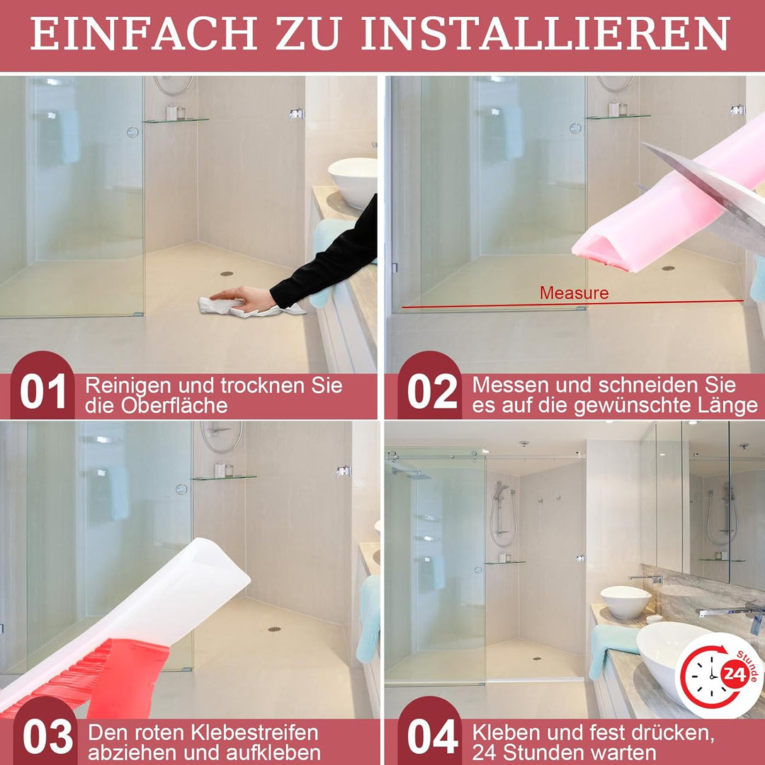 100cm Schwallschutzleiste Dusche Selbstklebend Transparent - Silikon Wasserstopper Dusche Boden, Nas