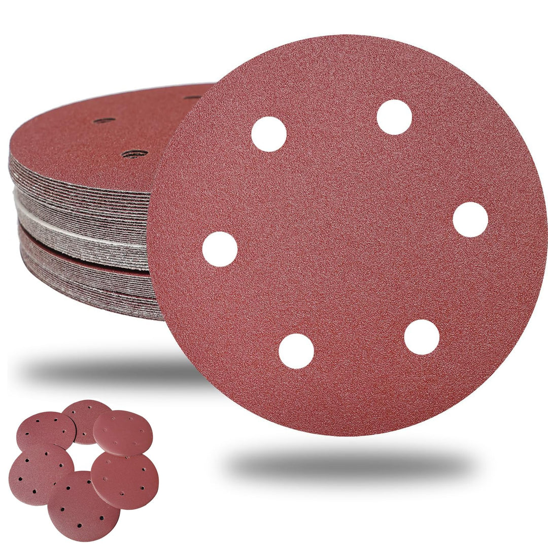 Schleifpapier 225mm Klett 30 Stück 6 Loch Körnung (30 Stück-80,100,120,150,180,240), 30 Stück-8