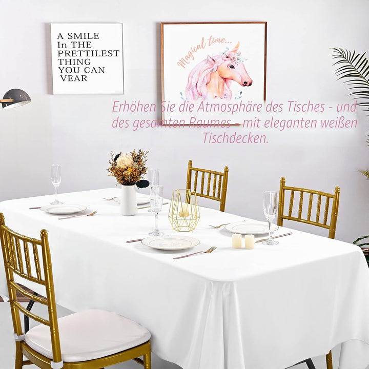 6 Stück weisse Tischdecken für 2,4 m grosse rechteckige Tische, 150×320cm rechteckige Tischdecke, kn
