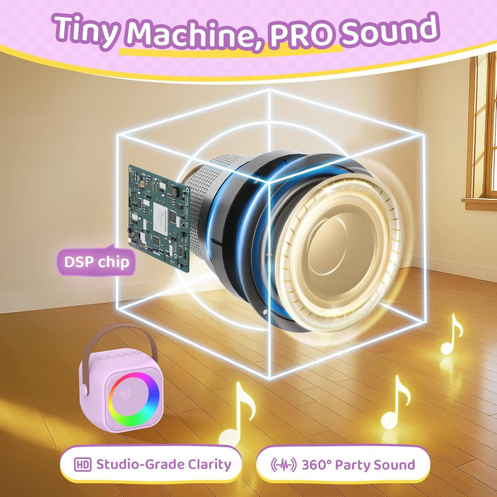 Karaoke Maschine mit 2 Karaoke Mikrofon, Tragbaren Bluetooth Lautsprecher für Erwachsene/Kinder, Ges