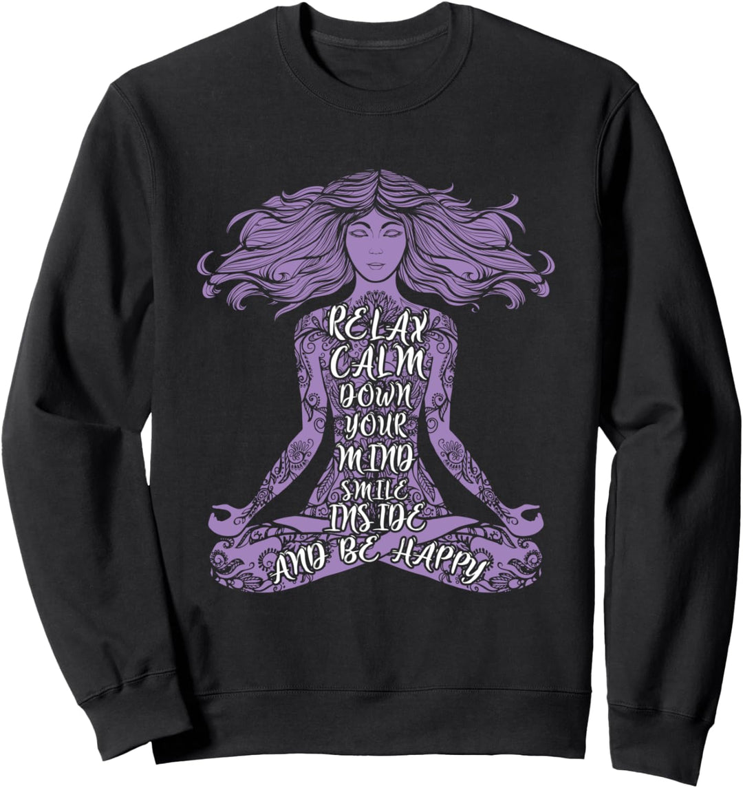 Süsses Mädchen Meditiert Entspannen Yoga Seele Glücklich Sweatshirt