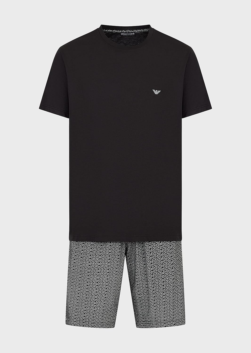 Emporio Armani Herren T-Shirt and Bermuda Short Pyjama Set Pajamas, Flowers/Black