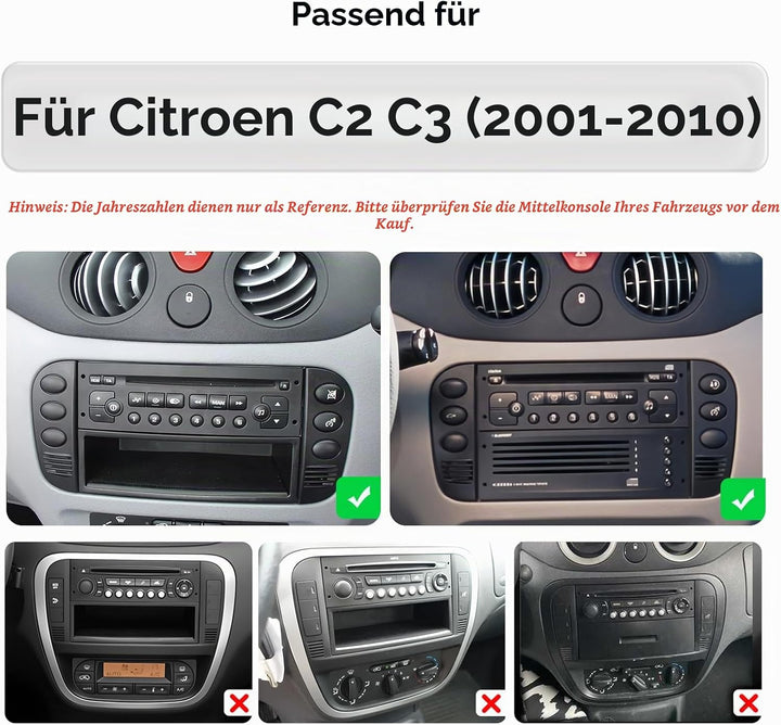 Android 14 9-Zoll-Autoradio für Citroen C2 C3 2001 2002 2003 2004 2005 2006 2007 2008 2009 2010, unt