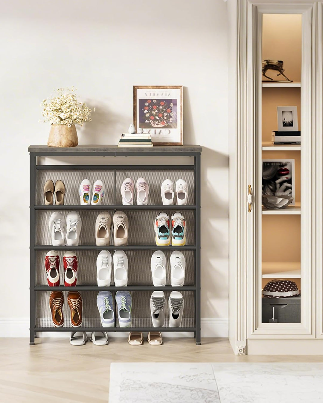 Schuhregal, 5-stufige Schuhablage, Schuhschrank schmal, Schuhständer, Schuhaufbewahrung, Schuh-Organ