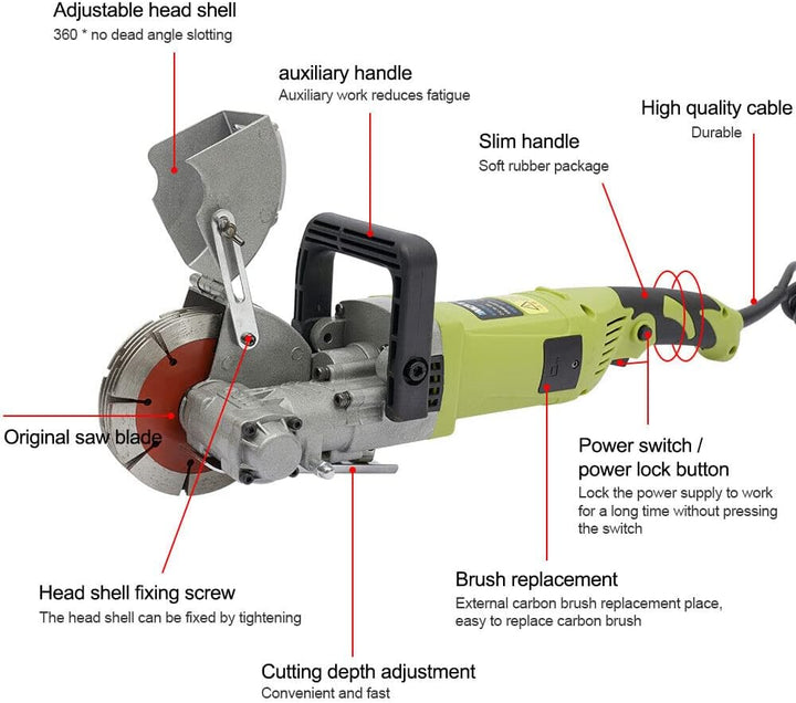 4000 W elektrische Mauernutfräse, Mauernutfräse, Betonnutfräse, Nutenfräsmaschine, 5 Sägeblätter, fü