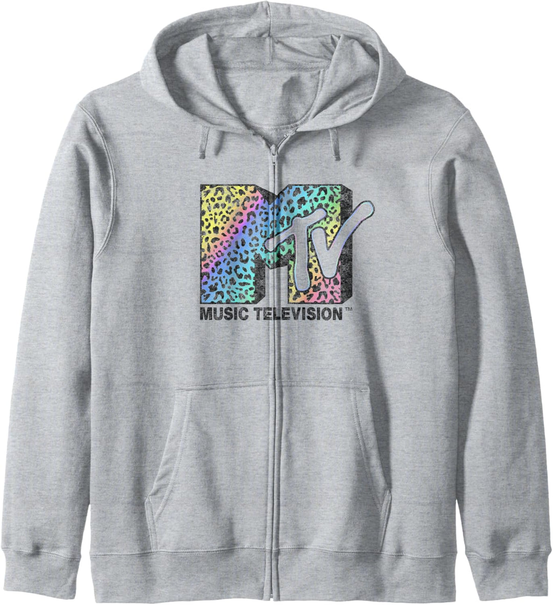MTV Rainbow Grade Cheetah Print Logo Fill Kapuzenjacke