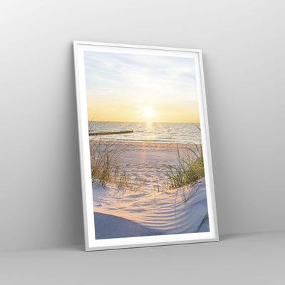 Poster Weissrahmen Deko 70x100cm Düne Strand Meer Wandposter Art Prints Wanddeko Bild Wand Kunstdruc