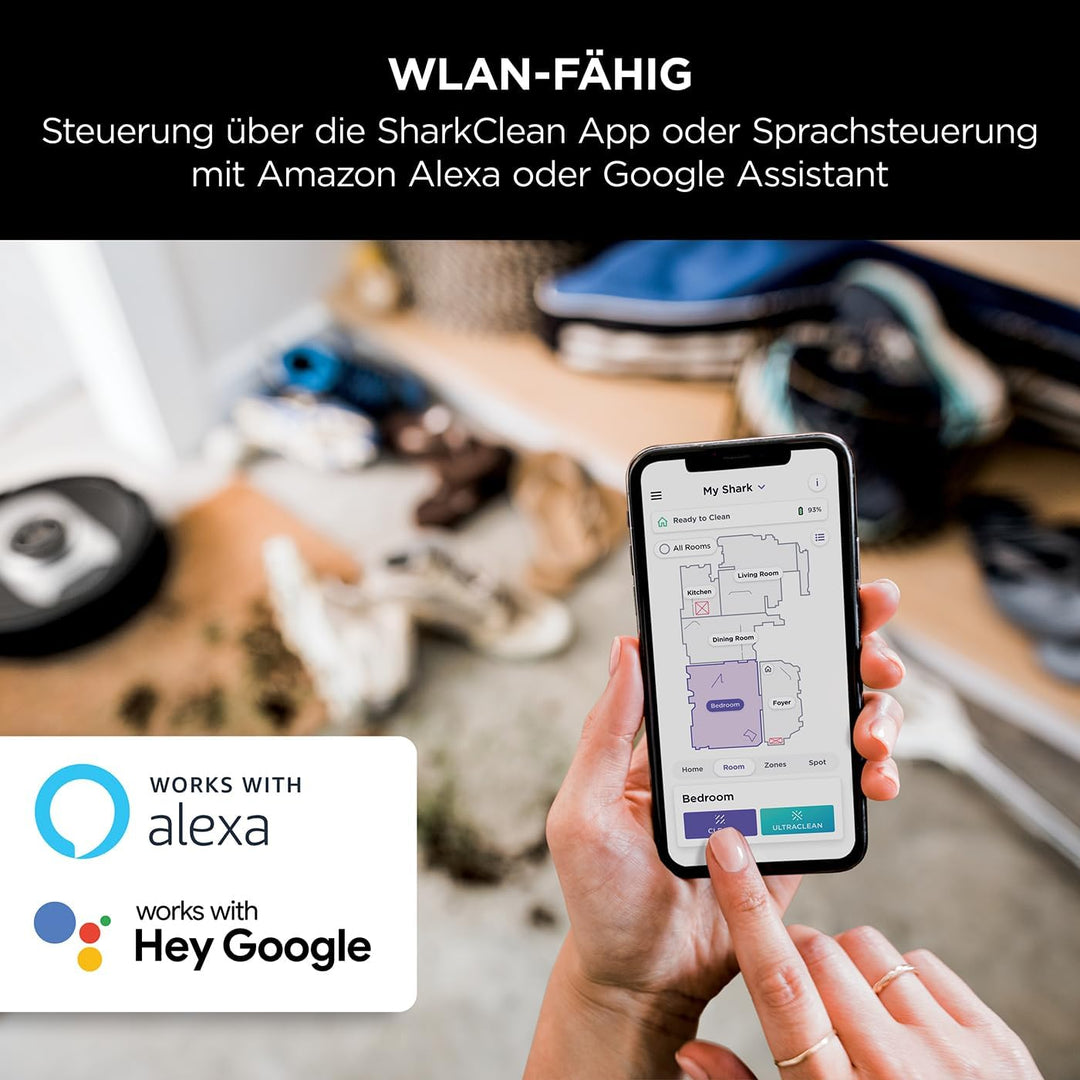 Shark AI 360 Saugroboter, selbstentleerender Staubsauger-Roboter, geeignet für alle Teppiche und Har