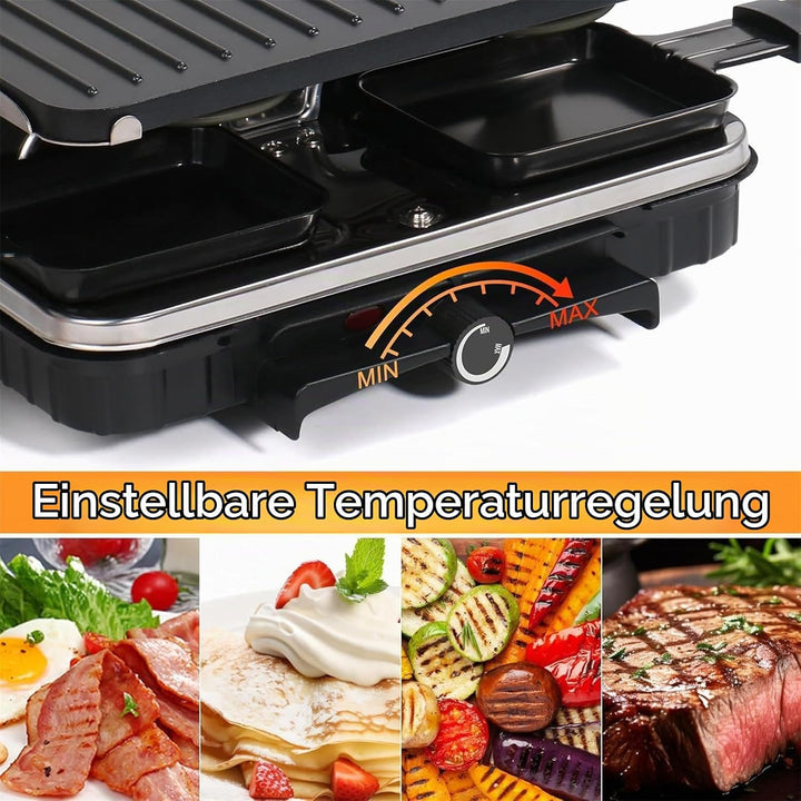 Raclette Grill Tischgrill Indoor Grill Koreanischer BBQ Grill 2 in 1 Elektrische Grillplatte Antihaf