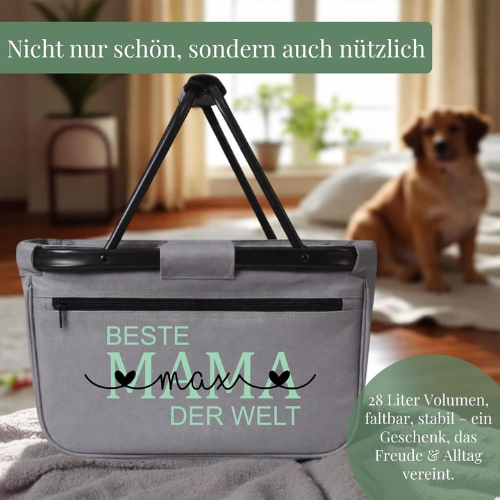 Einkaufskorb Beste Oma der Welt mit Name personalisiert - MAMA, MOM, TANTE, PAPA, OPA Geschenk faltb