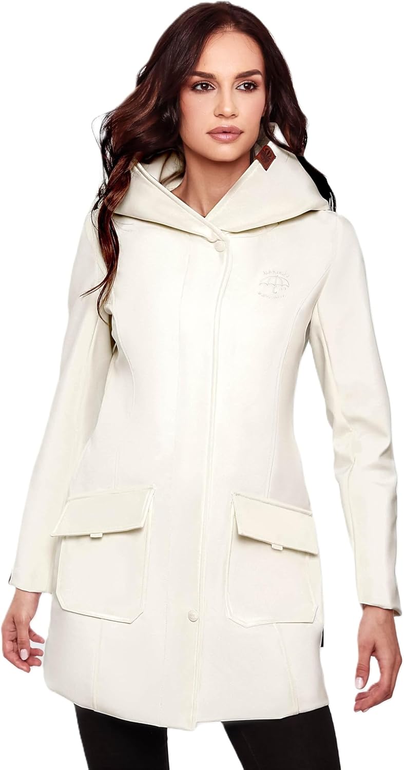 MARIKOO Damen Softshell Jacke Winterjacke wasserabweisend Outdoor lang B856 XS Anthrazit, XS Anthraz
