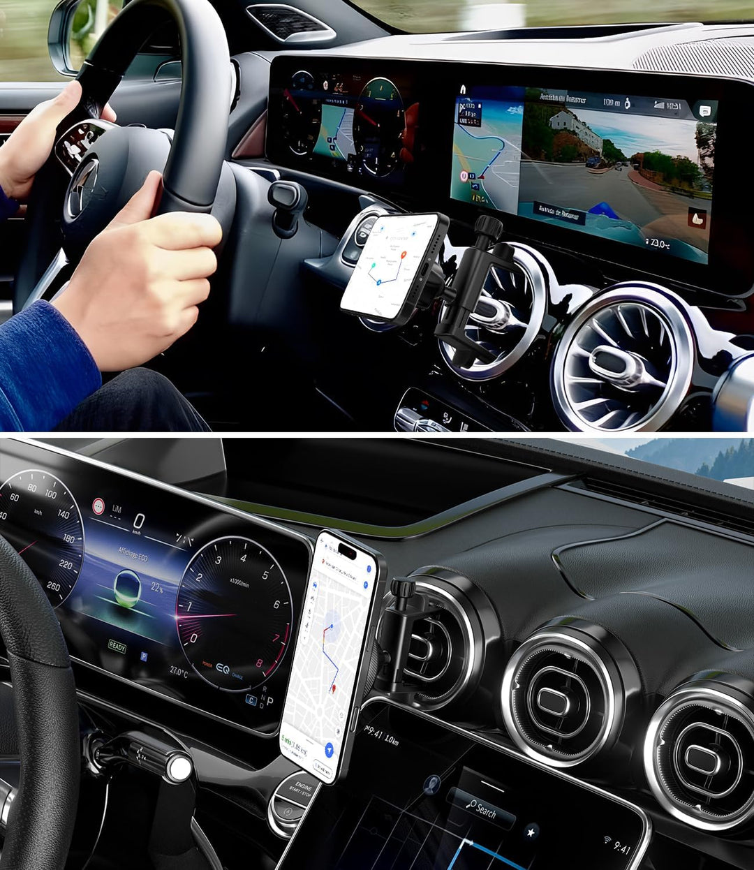 Magnetische Handyhalterung Auto Lüftung für Mercedes Benz A/B/C/E/G/GLA/GLK [Upgrade Lüftungsclip],