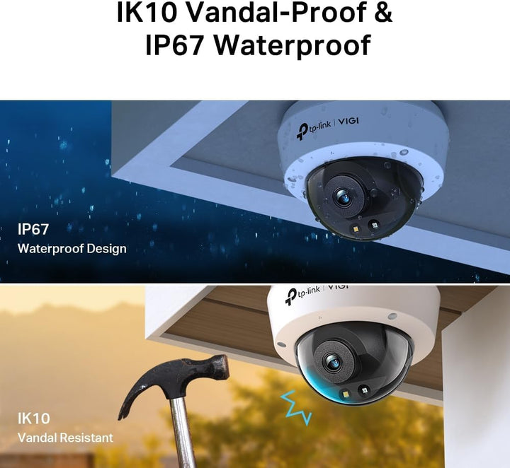 TP-Link VIGI C230 Smart Sicherheitskamera mit 4 mm Objektiv, 3 MP HD Vollfarbkuppel-Netzwerkkamera,