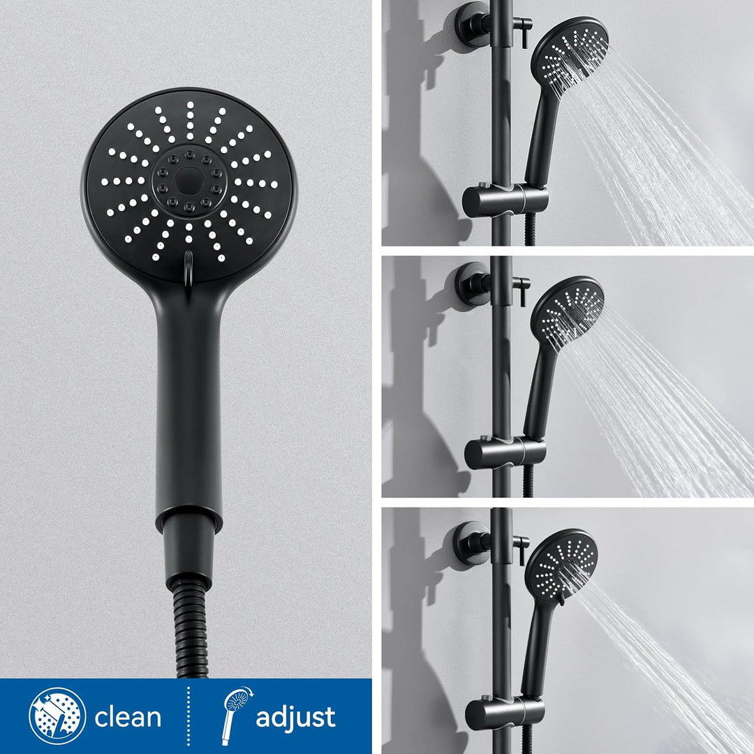 Auralum Duscharmatur Komplettset: Regendusche mit Thermostatarmatur, Höhenverstellbare Edelstahl-Dus