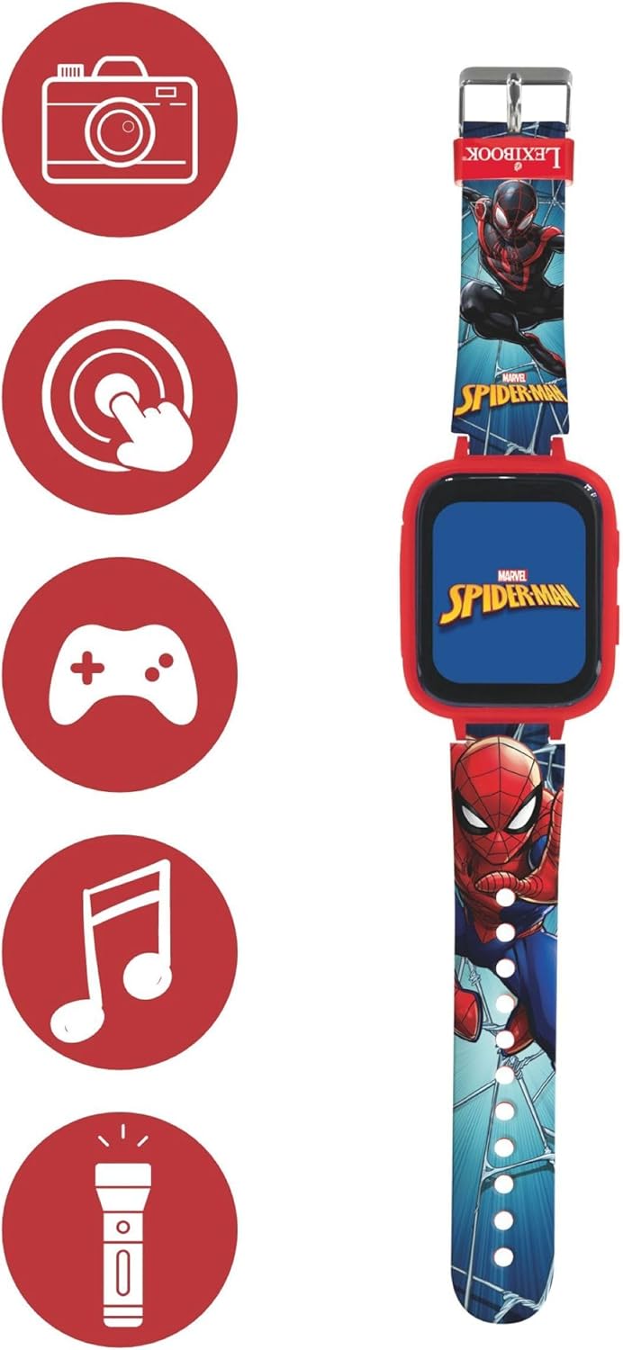 Lexibook, Spider-Man, Bluetooth-Uhr mit Farbdisplay, Spider-Man mit Kamera und 8-GB-Speicherkarte, R