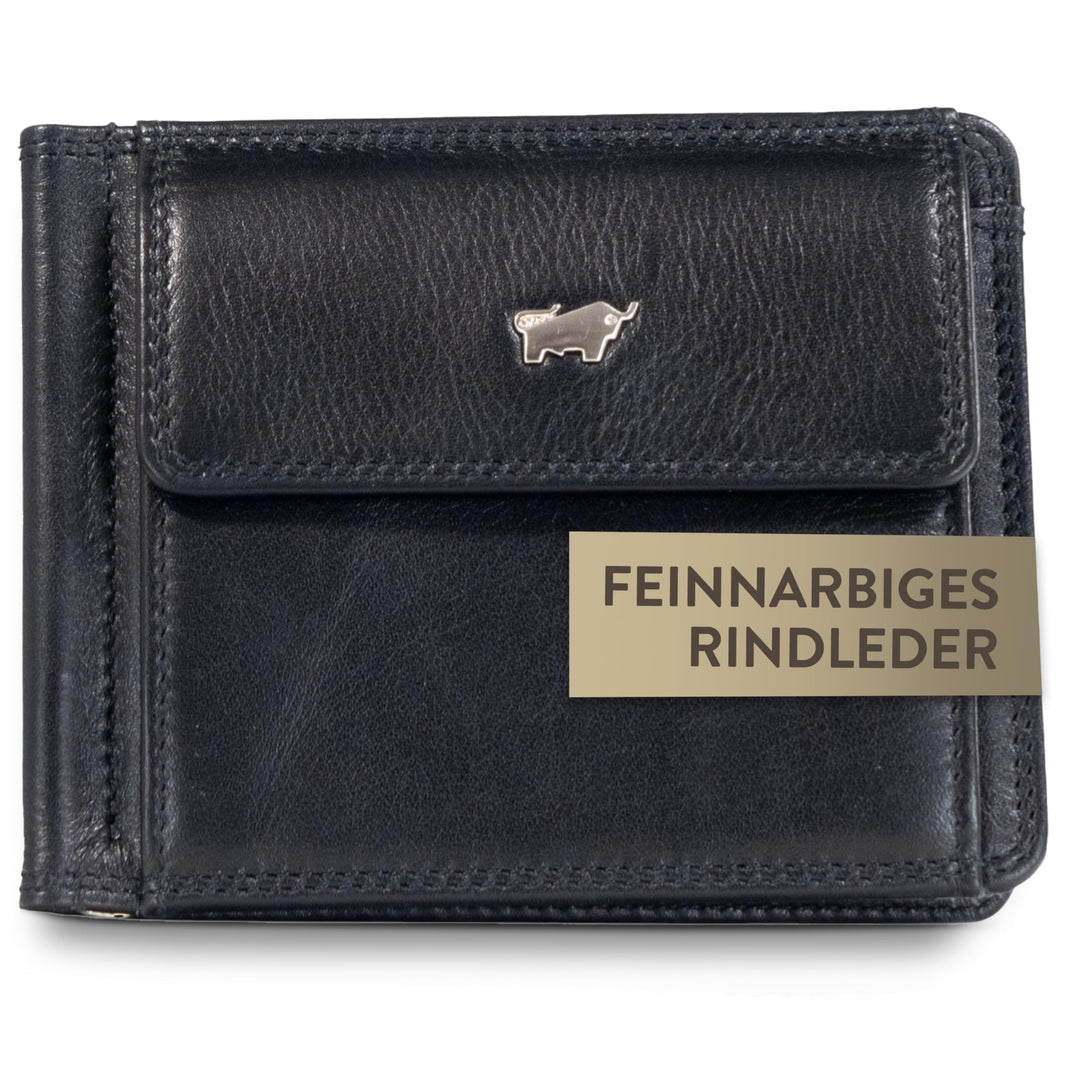 BRAUN BÜFFEL Herren Geldbörse aus echtem Rindsleder Golf mit RFID Schutz - Dollarclip 6 Kartenfächer